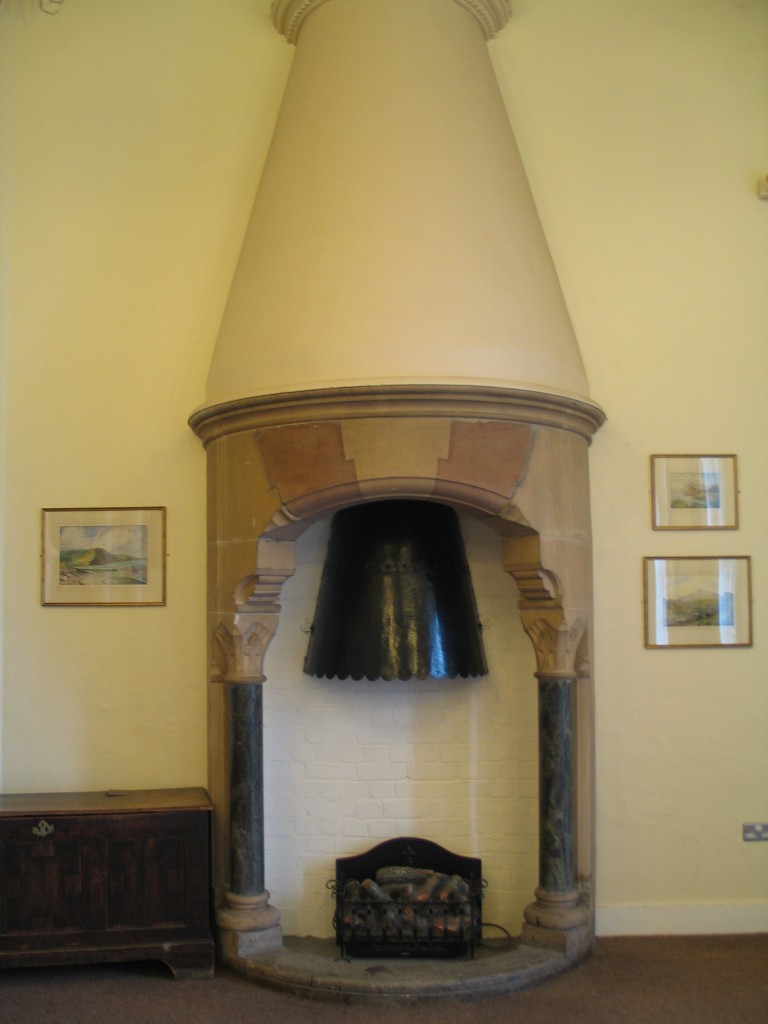 Fireplace hood, believed to be of Ransome's artificial stone, in the Seddon Room